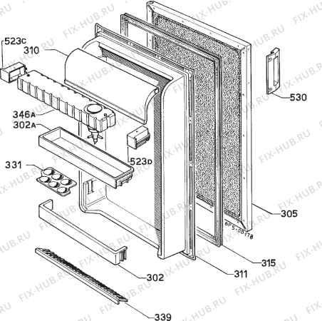 Взрыв-схема холодильника Zanussi DR56/L - Схема узла Door 003